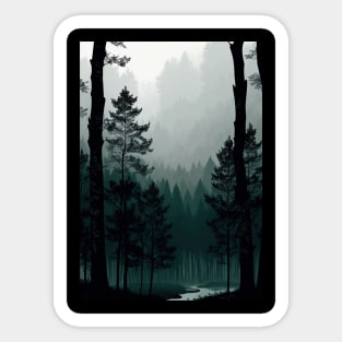 Tall Pine Forest in the Fog Sticker